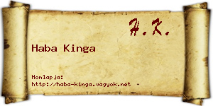 Haba Kinga névjegykártya